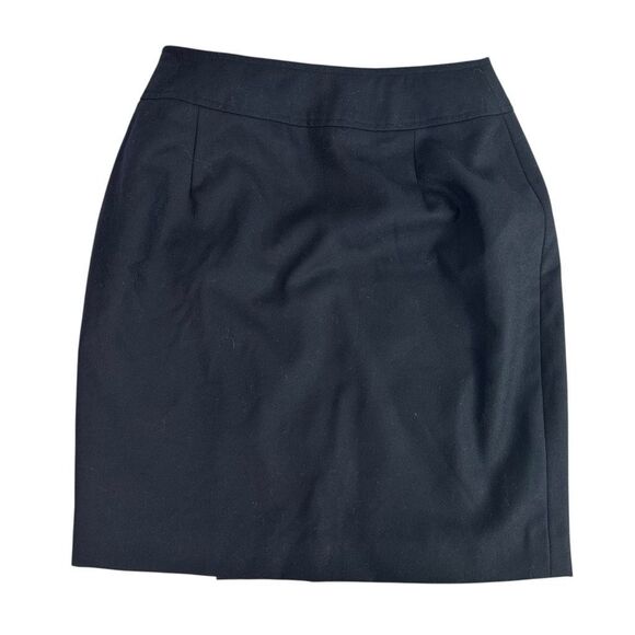 Lord & Taylor 6P Wrap Skirt Wool Navy - Picture 2 of 7